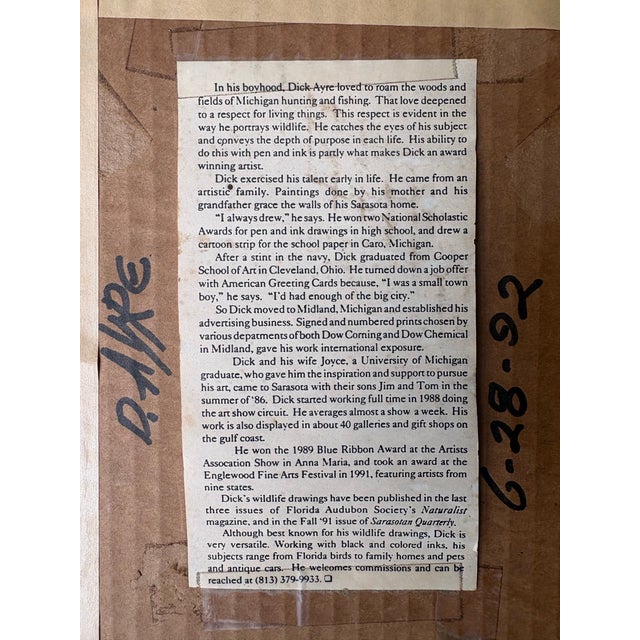 Wood Signed Dick Ayre Bald Eagle Wildlife Print in Rustic Wood Frame, Circa 1992 For Sale - Image 7 of 7