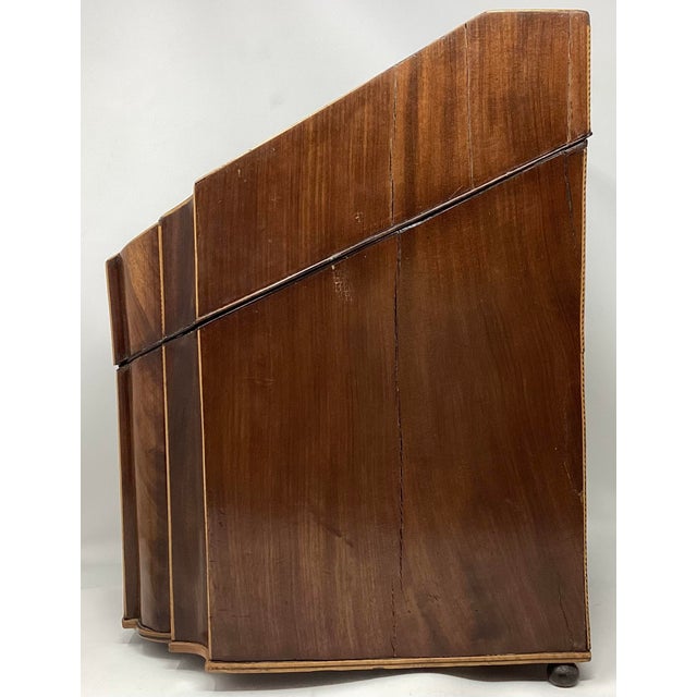 Late 18th Century 18th C Mahogany Inlaid Knife Box Converted to Stationary Box in 19th C. For Sale - Image 5 of 11
