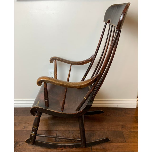 Mid 19th Century Rocking Chair with faded hand painted stencil.