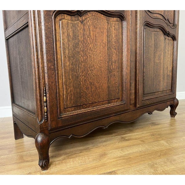 Antique French Louis XVI Carved Oak 2-Door Armoire For Sale - Image 11 of 14