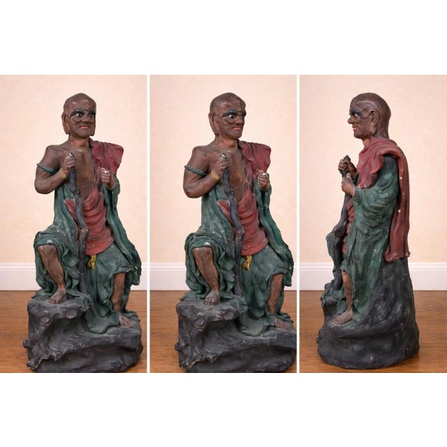 Polychrome Terracotta Sculpture, Japan, 1800s For Sale - Image 6 of 6