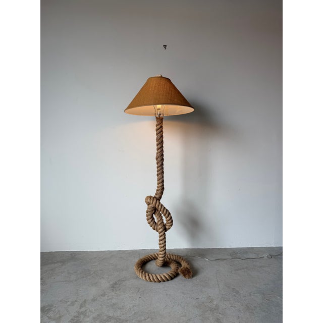 Contemporary Vintage Audoux Minet Style Coastal Organic Sculptural Rope Knot Floor Lamp For Sale - Image 3 of 17