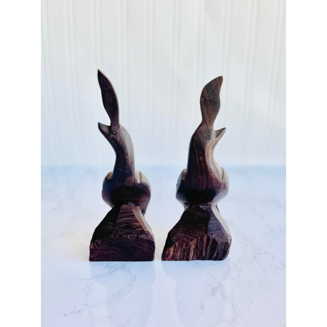 Mid 20th Century Vintage Hand-Carved Ironwood Crane Sculptures – Desert Hardwood Art (Pair) For Sale - Image 5 of 11