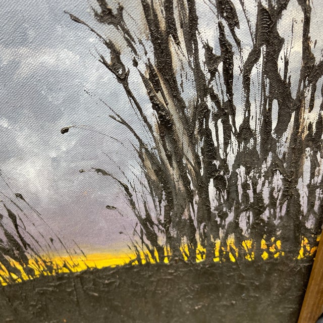 Wood 1980’s Original Oil Wood Framed Painting Wheat Fields Signed For Sale - Image 7 of 8