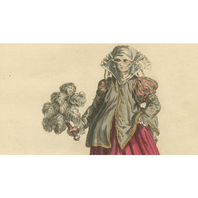 Gray European School, Italian Noblewomen Costume from Naples, 1749, Paper Engraving For Sale - Image 8 of 10