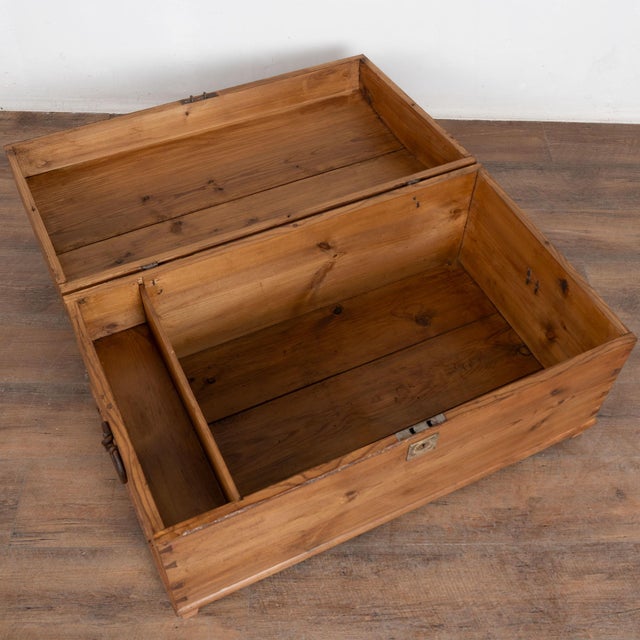 19th century Swedish dome top trunk, crafted in pine. The chest shows a warm patina developed through generations of use,...