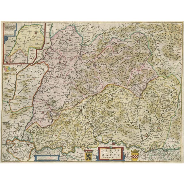 Antique Map of the Region of Lennep For Sale