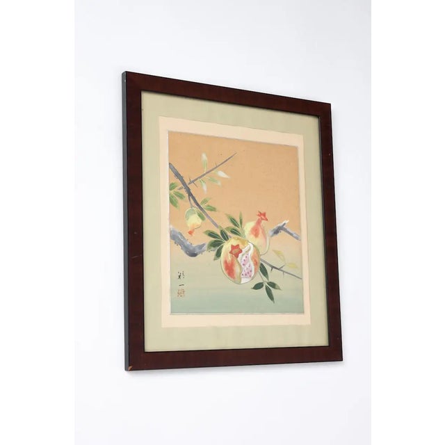 Mid 20th Century Mid 20th Century Chinese Study of Pomegranate Branch Signed Watercolour Painting For Sale - Image 5 of 6