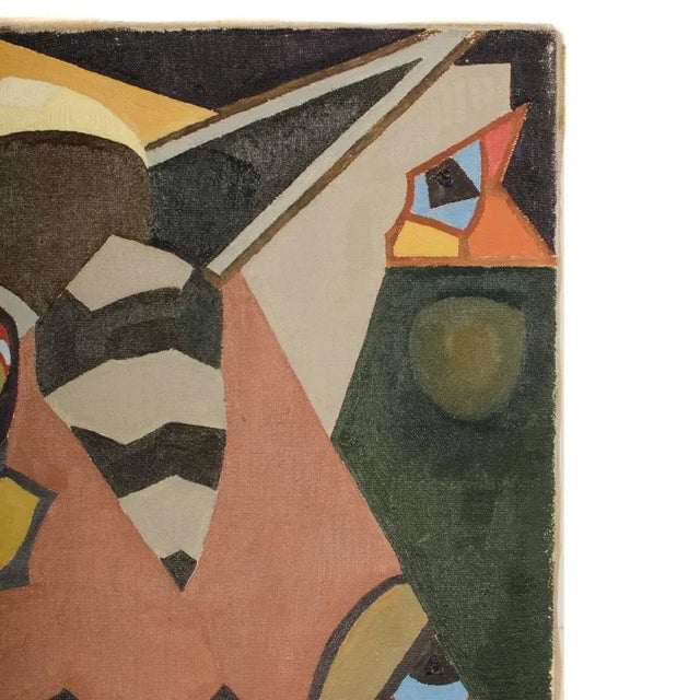 Early 20th Century "Le Crepuscule" Modernist Abstract Shapes Oil Painting by Ernest Yarrow-Jones For Sale - Image 4 of 10
