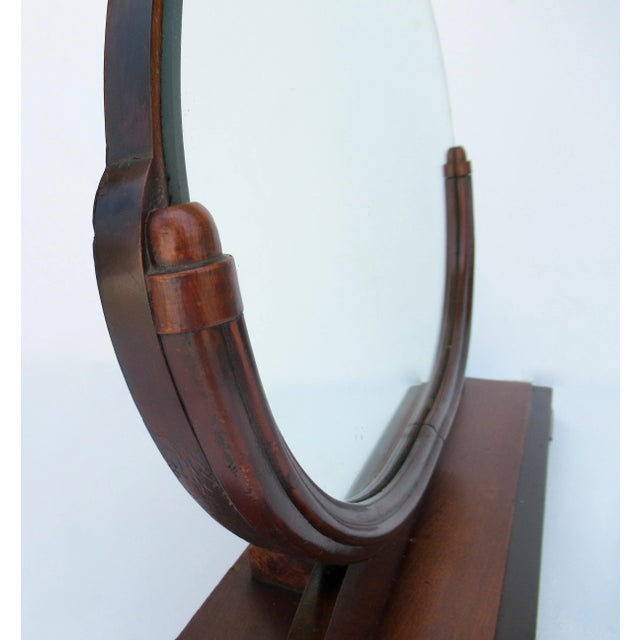 Burnt Umber Vintage C1930's Art Deco-Inspired Neoclassical Table Top Vanity Mirror For Sale - Image 8 of 13
