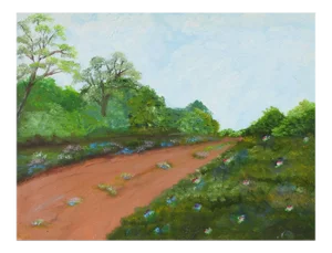 Late 20th Century Country Road Landscape Painting