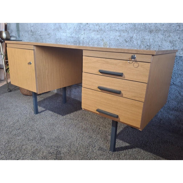1960s Vintage Ministers Desk with Double Drawers, 1960s For Sale - Image 5 of 12