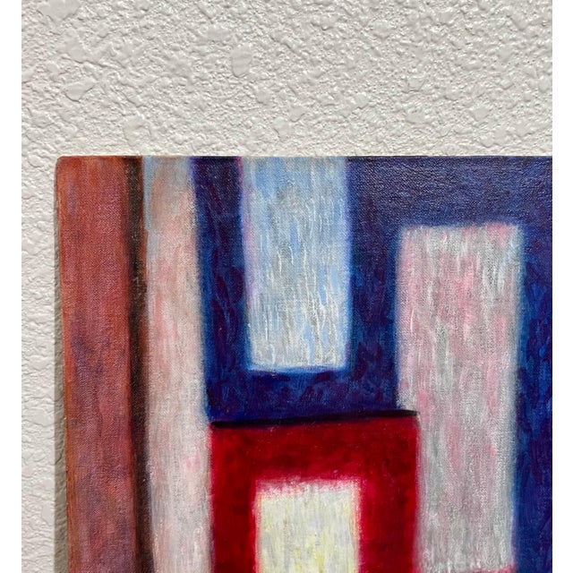 Red Bernard Segal, Mod Abstract Expressionist Oil Painting Bernard Segal New Hope PA Modernist Art, 1969 For Sale - Image 8 of 16