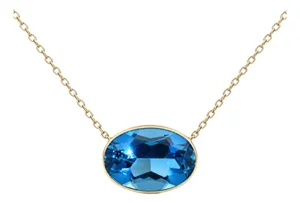 Mid 20th Century 18k Yellow Gold Gia Certified 43.73ct Blue Topaz Bezel Necklace