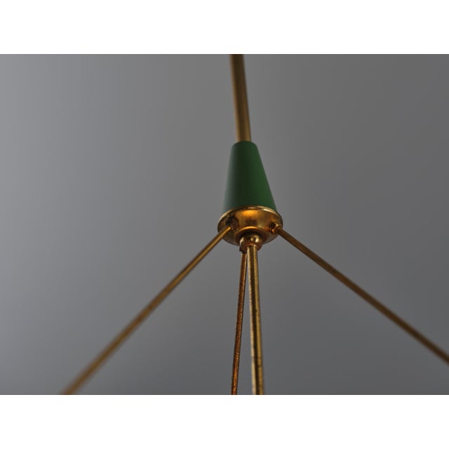 Black Italian Pendant Lamp in Brass and Opaline Glass, 1950s For Sale - Image 8 of 12