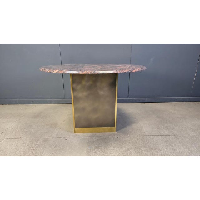Vintage Round Granite and Brass Center Table attributed to Belogchrom, 1970s For Sale - Image 10 of 18