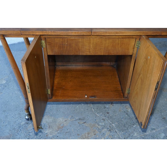 1960s Bert England Brutalist Forward Trend Drop-Leaf Bar Cart / Serving Cabinet For Sale - Image 11 of 15