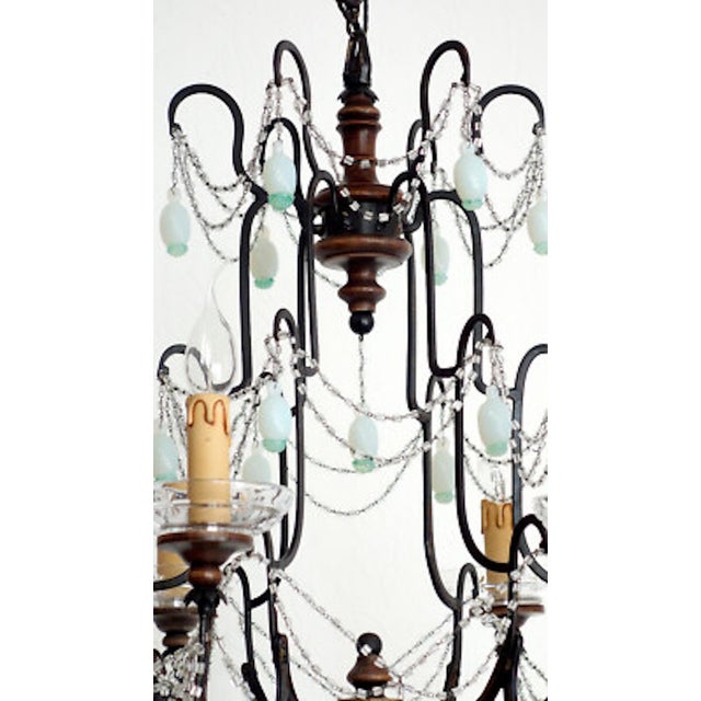 Metal, Wood and Murano Glass Fruit 6-Light Chandelier, 1920s For Sale - Image 11 of 12