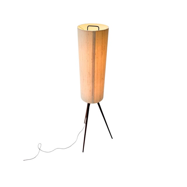 Mid-Century Modern Teak Tripod Floor Lamp with Reupholstered Shade, 1960s For Sale - Image 4 of 12