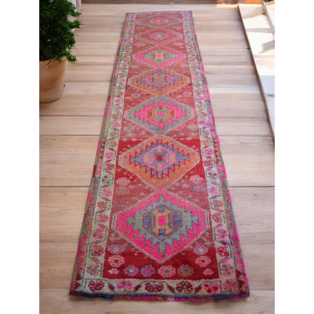 Offered is an one of a kind Turkish Kurdish runner rug, made in Anatolia approximately 50-60 years ago. The beautiful wool...