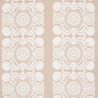Sample- Schumacher Castanet Embroidery Fabric in Natural For Sale