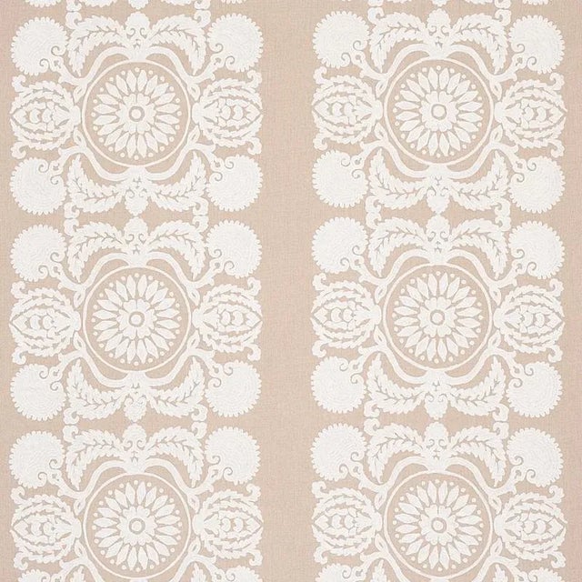 Sample- Schumacher Castanet Embroidery Fabric in Natural For Sale