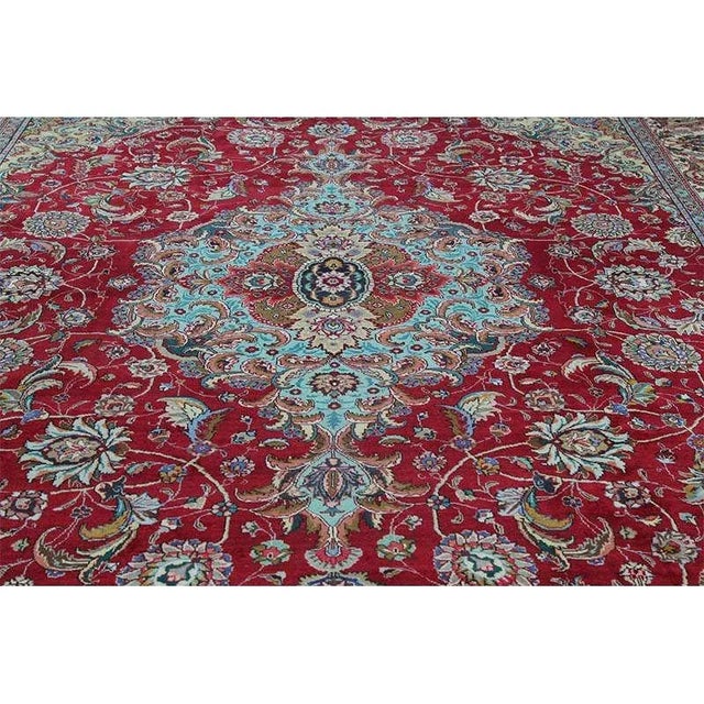 1960s Old Persian Tabriz Area Rug 10’9″ X 13’10” For Sale - Image 12 of 13