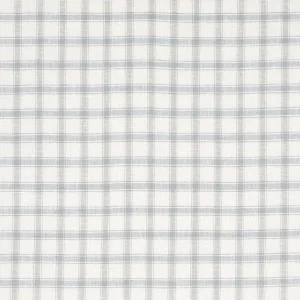 Schumacher Crawford Linen Check Fabric in Jasper Blue
