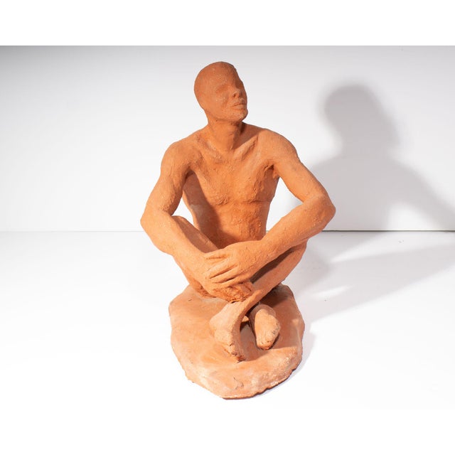 1965 Terra Cotta Sculpture of a Male Figure by C. Yager For Sale - Image 4 of 8
