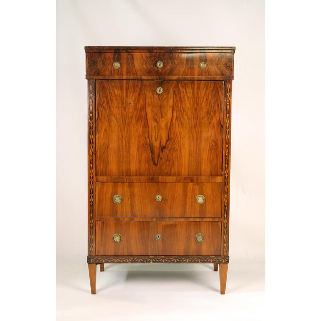 Classical Inlaid Walnut Secretary, 1800s For Sale - Image 18 of 18
