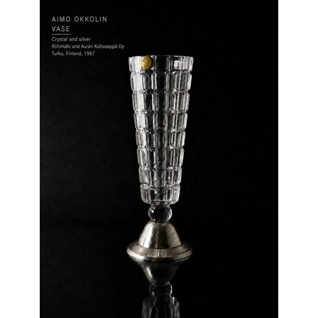 Riihimäki Silver and Crystal Vase, 1967 For Sale - Image 4 of 9