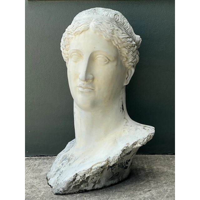 Plastic Vintage Monumental Fiberglass Roman Goddess Head Sculpture For Sale - Image 7 of 12
