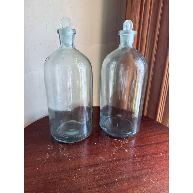 Mid-20th Century Laboratory Reagent Bottle With Ground Glass Stopper Narrow Mouth Apothecary Glass Vessel For Sale - Image 15 of 15