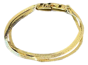 Vintage Monet Gold-Tone Multi-Strand Flat Weave Chain Bracelet – Iconic 1970s/1980s Statement Jewelry