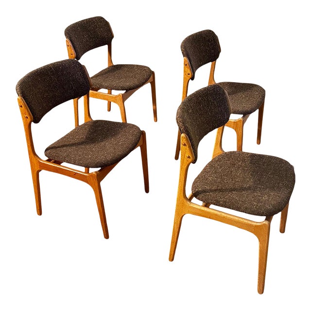 Oak Set of 4 Danish Modern Dining Chairs by Erik Buch For Sale