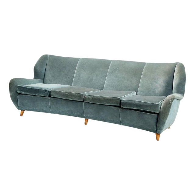 Vintage Bean-Shaped Sofa in Velvet, 1950s For Sale