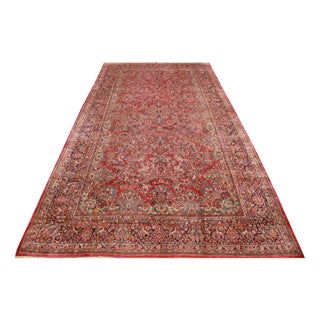 Antique Middle Eastern Hand-Knotted Sarough Rug For Sale