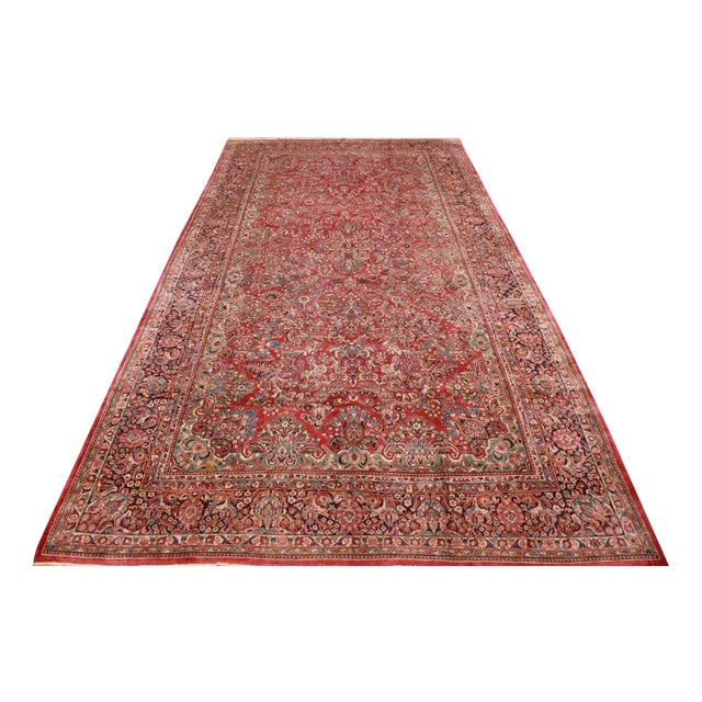 Antique Middle Eastern Hand-Knotted Sarough Rug For Sale