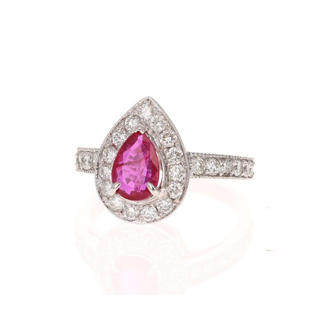 Roshe Jewels Ruby Ring with Diamonds in 18 Karat White Gold GIA Certified GIA Certified - Natural, Unheated Ruby and...