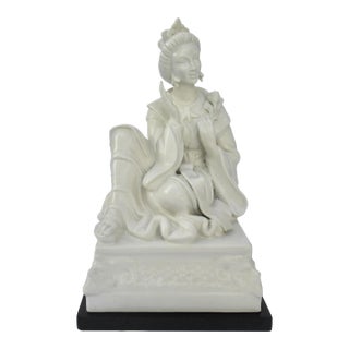 C.1930's-50's Asian Porcelain Chinoiserie Blanc De Chin Sized Geisha For Sale