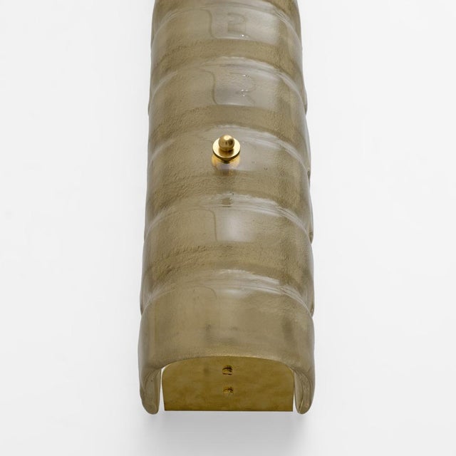 Metal Murano Gold-Toned Frosted Glass and Brass Wall Sconces, Italy, 2000s, Set of 2 For Sale - Image 7 of 11