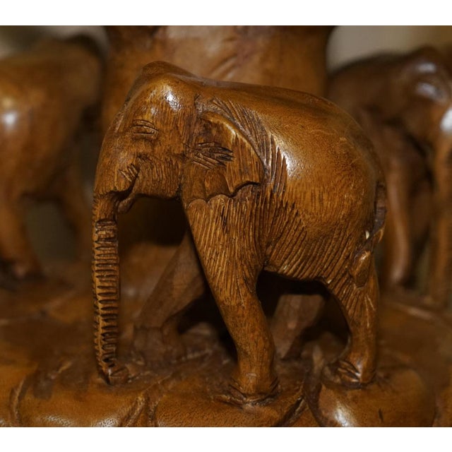 Vintage Hand Carved Elephant Stool with Ornate Decoration For Sale - Image 13 of 18