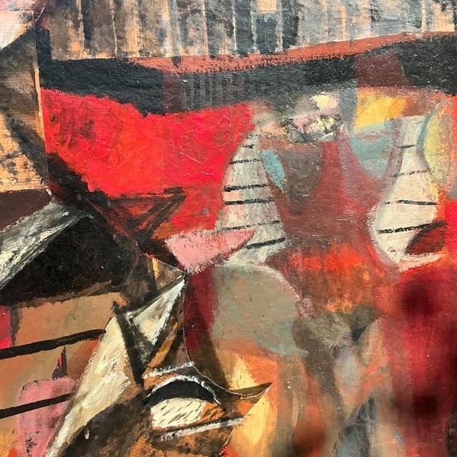 Late 20th Century Vintage Boho Abstract Figurative Oil Painting on Canvas For Sale - Image 5 of 9