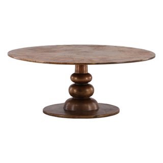 Brass Orb Pedestal Coffee Table For Sale