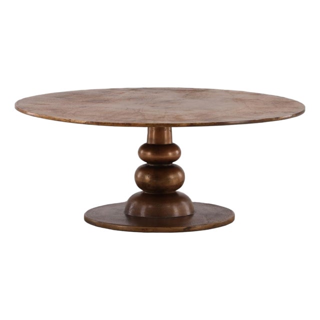 Brass Orb Pedestal Coffee Table For Sale