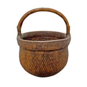 Mid-20th Century Chinese Woven Reed Basket