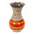 Mid-Century West German Glazed Porcelain Vase, Orange, Eggshell & Brown 10" Tall For Sale