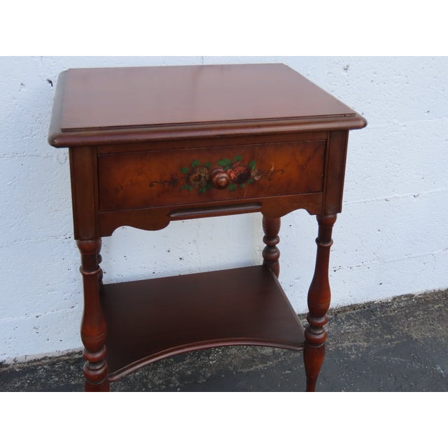 Wood Berkey and Gay Early 1900s Tall Hand Painted Nightstand Side End Table 6679 For Sale - Image 7 of 15