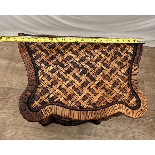 Vintage Nightstand Cabinet Chest Four Drawers Bamboo / Wicker Tiki Petite Size For Sale - Image 13 of 14