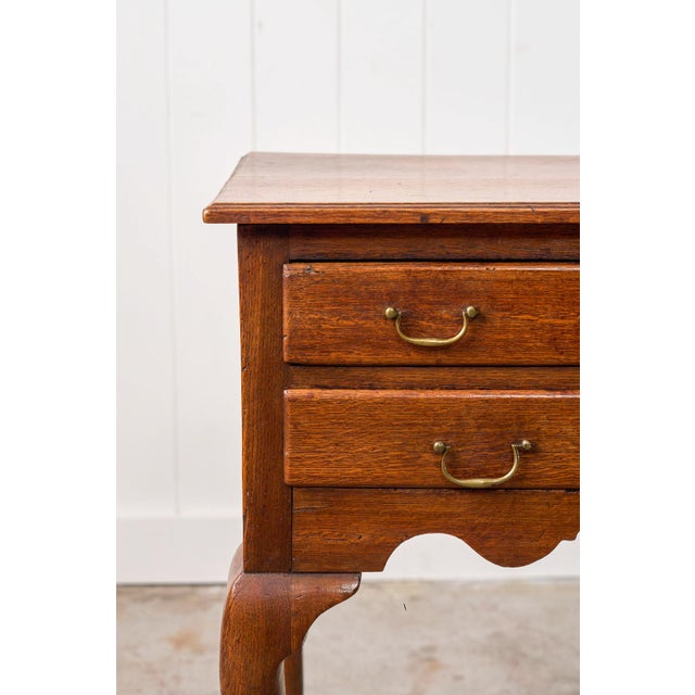 Wood Early 19th Century Georgian Oak Lowboy With Original Swan Pulls For Sale - Image 7 of 13